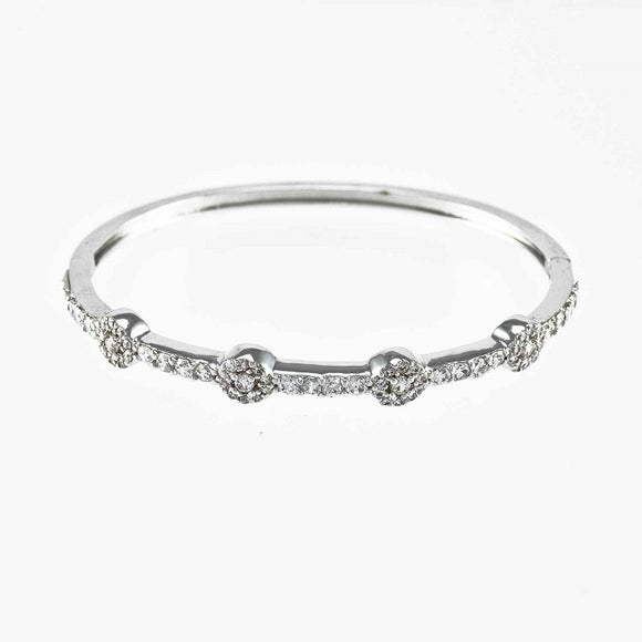Silver Bangle Clear CZ Cubic Zirconia Stones ( 598 S )