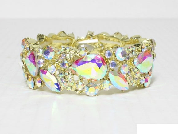 GOLD STRETCH BRACELET AB STONES ( 8868 GAB )