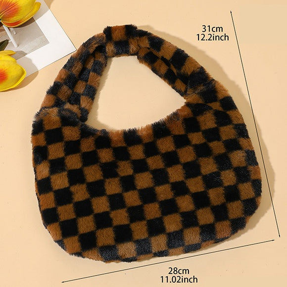 CHECKER FUR BAG PURSE ( 980003 BKTA )