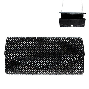 Black Evening Clutch Bag Clear Stones ( 12194 BK )