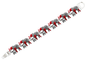 SILVER RED ELEPHANT BRACELET ( 02212 ASMX )