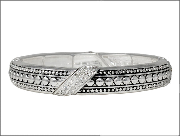 SILVER BANGLE CLEAR STONES ( 02614 ASCR )