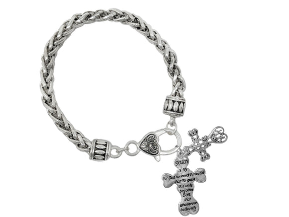 SILVER BRACELET CROSS JOHN 3:16 ( 02804 AS )