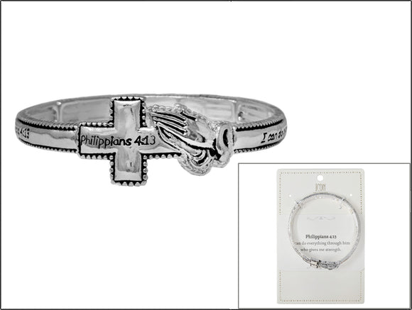 SILVER CROSS BRACELET PHILIPPIANS 4:1 ( 02836 AS )