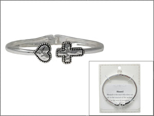 HEART CROSS CUFF BANGLE ( 02976 AS )