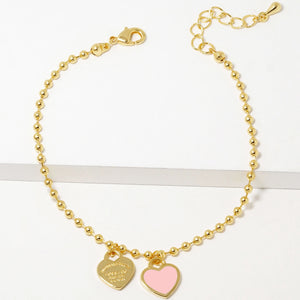 BRACELET HEART CHARMS ( BB273 GPK )