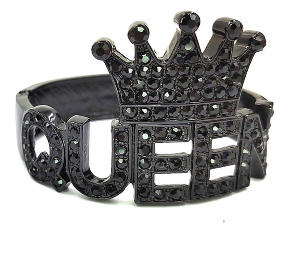 BLACK BANGLE QUEEN CROWN BLACK STONES ( 0142 4J )