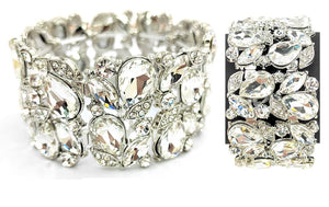 SILVER STRETCH BRACELET CLEAR STONES ( 0237 3C )