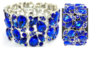 SILVER STRETCH BRACELET BLUE STONES ( 0237 3S )