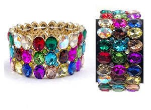 Gold Multi Color Stretch Bracelet ( 0264 2MT )