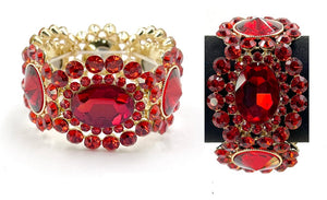 GOLD STRETCH BRACELET RED STONES ( 0266- 2R )