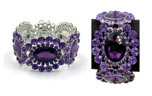 SILVER STRETCH BRACELET PURPLE STONES ( 0266 3U1 )