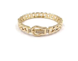 GOLD BANGLE CLEAR STONES ( 0313 2C )