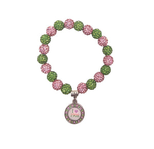 PINK GREEN CHARM BRACELET ( 0366 3PG )