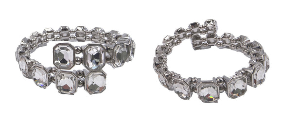 SILVER ADJUSTABLE BRACELET CLEAR ( 0411 3C )