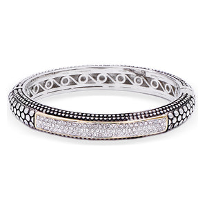 Two Tone Crystal Hinge Bangle Bracelet ( 7068 2T )