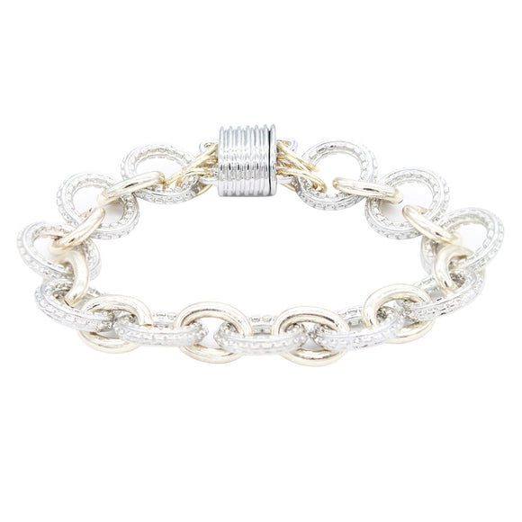 SILVER GOLD MAGNETIC BRACELET ( 915 2T )