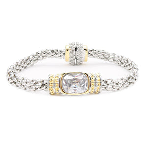 SILVER GOLD BRACELET CZ STONE ( 936 CL )