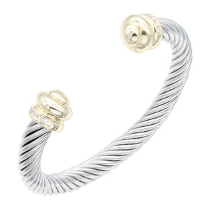 SILVER GOLD CUFF BANGLE ( 940 2T )