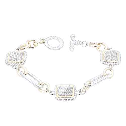 14K GOLD PLATED BRACELET CZ STONES ( 952 2T )