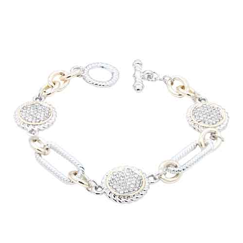 14K GOLD DIPPED BRACELET CLEAR CZ STONES ( 953 2T )