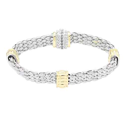 14K GOLD PLATED 2 TONE MAGNETIC BRACELET ( 957 2T )