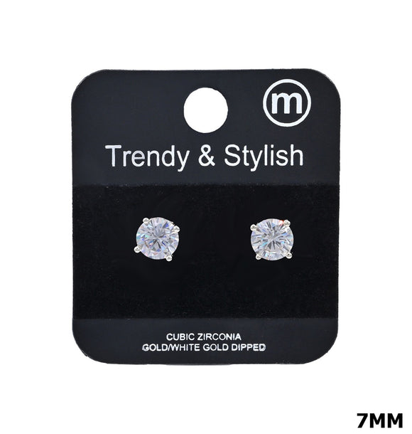 WHITE GOLD DIPPED STUDS CLEAR CZ STONES ( 101 7RH )
