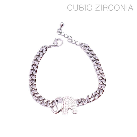 ELEPHANT SILVER CZ BRACELET ( 1153 R )