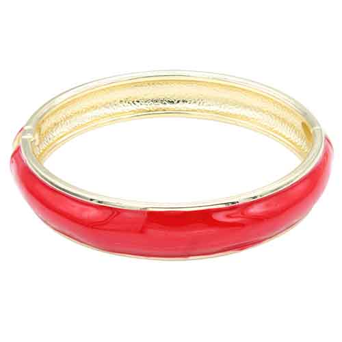 GOLD PLATED RED COLOR ENAMEL HINGED BANGLE ( 5434 RD )