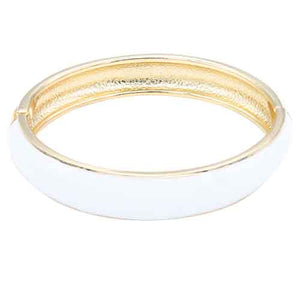 GOLD PLATED WHITE COLOR ENAMEL HINGED BANGLE ( 5434 WH )