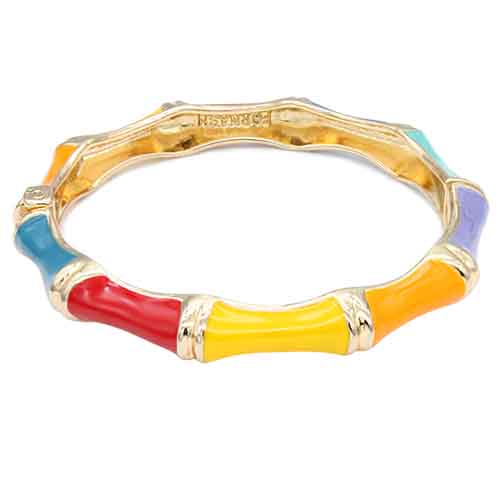 GOLD PLATED MULTI COLOR COLOR ENAMEL BAMBOO HINGED BANGLE ( 5438 MT )