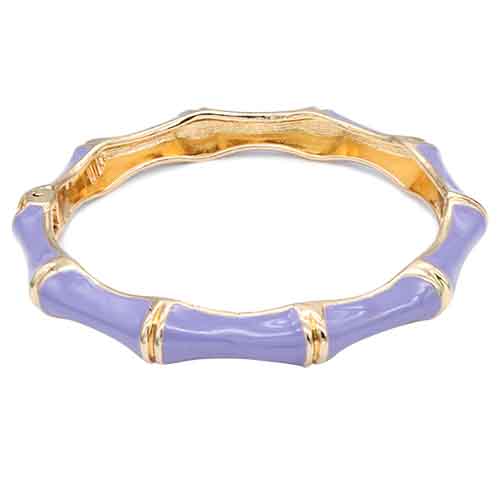 GOLD PLATED PURPLE COLOR ENAMEL BAMBOO HINGED BANGLE ( 5438 PP )