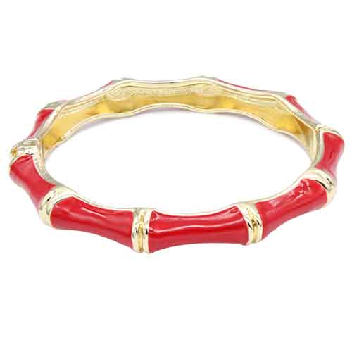 GOLD PLATED RED COLOR ENAMEL BAMBOO HINGED BANGLE ( 5438 RD )