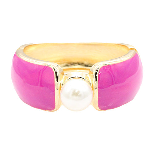GOLD FUCHSIA ACRYLIC BANGLE PEARL ( 5488 GDFU )
