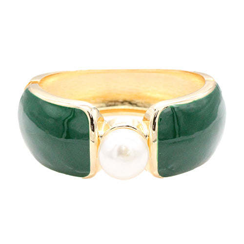GOLD GREEN ACRYLIC BANGLE PEARL ( 5488 GDGR )