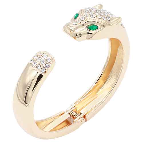 GOLD BANGLE CAT DESIGN CLEAR STONES ( 5515 GD )