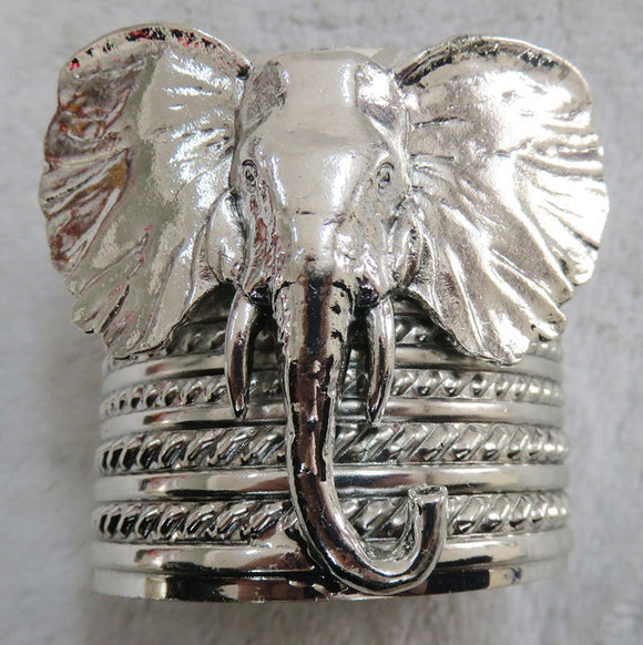 Silver Cuff Bangle Elephant Head ( 734 AS )