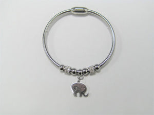 Silver-stainless steel Elephant Charm Bracelet ( 784 S )