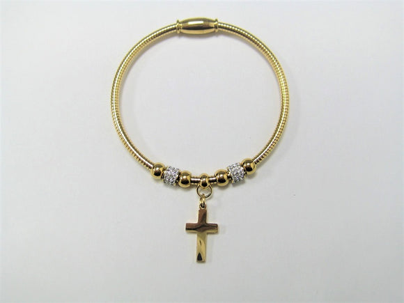 STAINLESS STEEL Gold Bracelet Cross Charm ( 785 G )