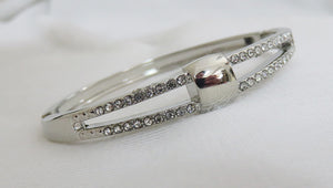 SILVER BANGLE CLEAR STONES ( 837 SCL )