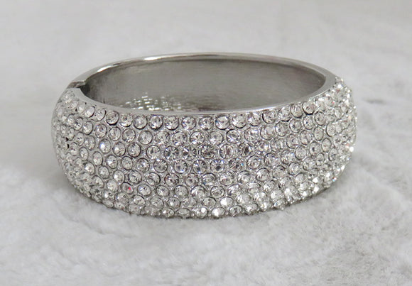 SILVER BANGLE CLEAR STONES ( 841 SCL )