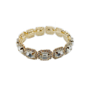 GOLD STRETCH BRACELET CLEAR STONES ( 2663 G )