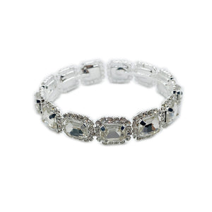 SILVER STRETCH BRACELET CLEAR STONES ( 2663 S )