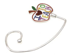 SILVER I LOVE TO TEACH PURSE HOOK HOLDER ( 30121 S )