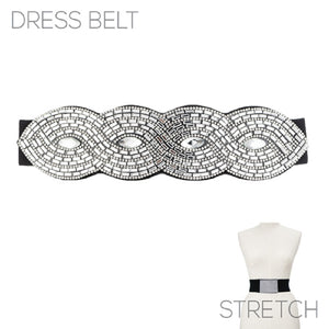 BLACK STRETCH BELT CLEAR STONES ( 00034 CRJT )