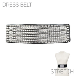 BLACK STRETCH BELT CLEAR STONES ( 00037 CRJT )