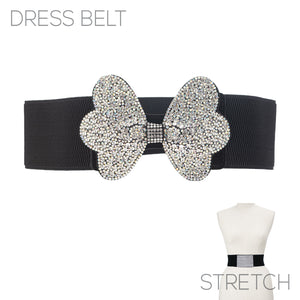 BLACK STRETCH BELT BOW AB STONES ( 00039 ABJT )