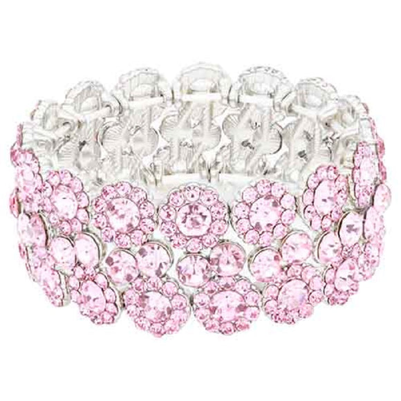 Silver Stretch Bracelet Pink Stones ( 8065 SVPK )