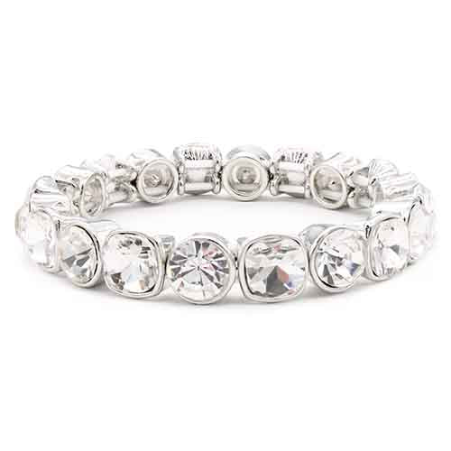 SILVER STRETCH BRACELET CLEAR STONES ( 8117 SVCL )