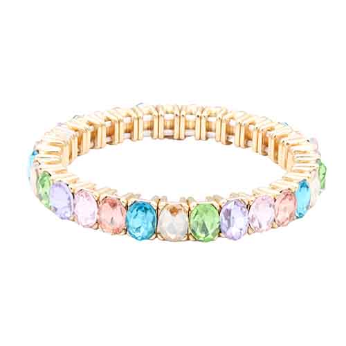 GOLD MULTICOLOR STRETCH BRACELET ( 8138 GDMT )